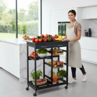 WENKO Küchenwagen „Bon Appetit“ – Servierwagen aus MDF mit Glasplatte, 2 Ablagen & 3 Körben