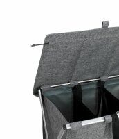 WENKO Wäschesammler „Trio Top“ Grau, 3-Fächer-Wäschekorb, faltbar, 118 l